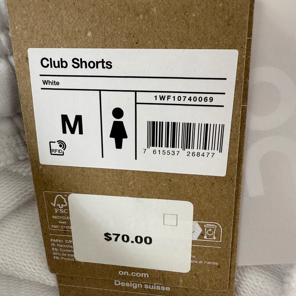 ON Cloud Club Shorts Womens Medium White Pockets Running 1W10740069 NEW - Picture 3 of 10